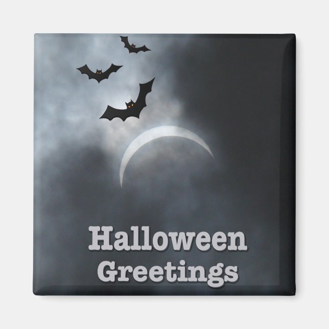 Spooky Halloween Eclipse Hälsning Magnet (Framsidan)