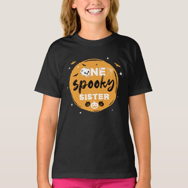Spooky Halloween-familjen som matchar Bus eller go T Shirt (Framsida)
