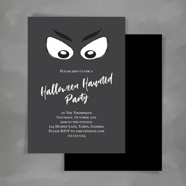 Spooky Halloween fest Ghost Ögon Inbjudningar (Halloween party custom invitation template. )