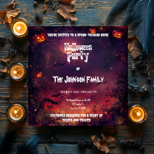 Spooky Halloween fest - Glowing Jacks & Spiders Inbjudningar