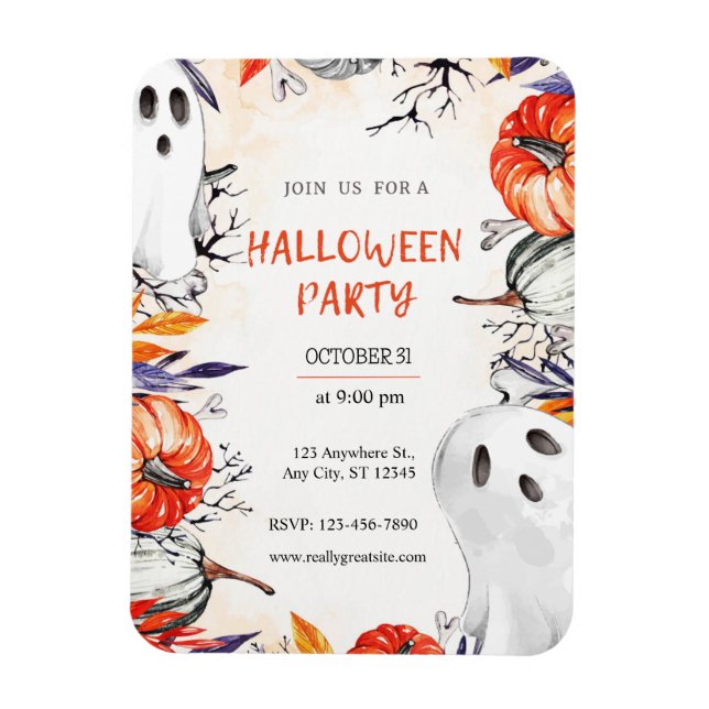 Spooky Halloween fest-inbjudan Ghost Pumpkin Magnet (Vertikal)