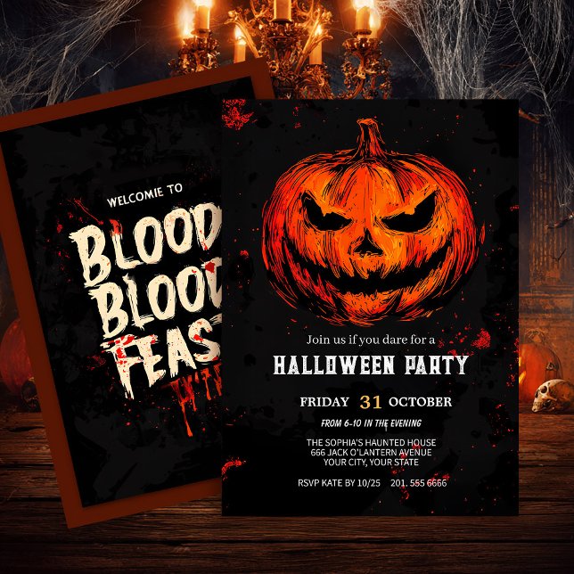 Spooky Halloween fest Inbjudningar (Skapare uppladdad)