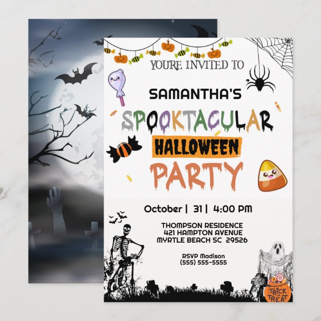 Spooky Halloween fest Inbjudningar (Fram/baksida)