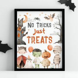 Spooky Halloween fest inga trick bara Treats Sign Poster