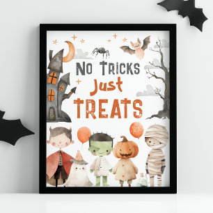 Spooky Halloween fest inga trick bara Treats Sign Poster