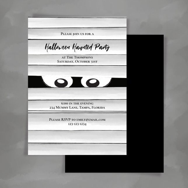 Spooky Halloween fest Mummy Inbjudningar (Spooky Halloween Mummy Party Invitation Template.)