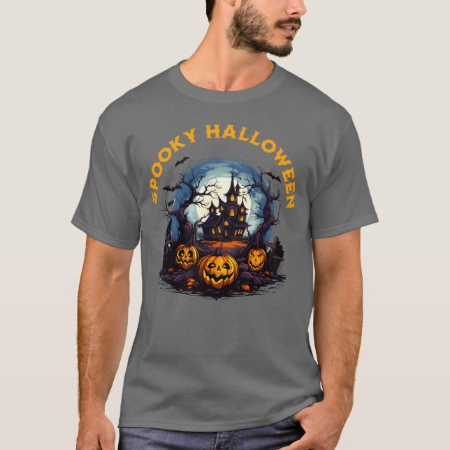 Spooky Halloween fest roligt T Shirt (Framsida)