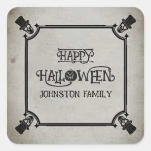 Spooky Halloween fest Vintage Skull Skeleton Fyrkantigt Klistermärke