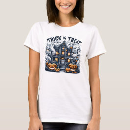 Spooky Halloween firande på ett hemsökt hus T Shirt