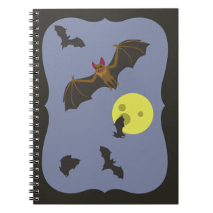 Spooky Halloween-Fladdermöss Anteckningsbok Med Spiral