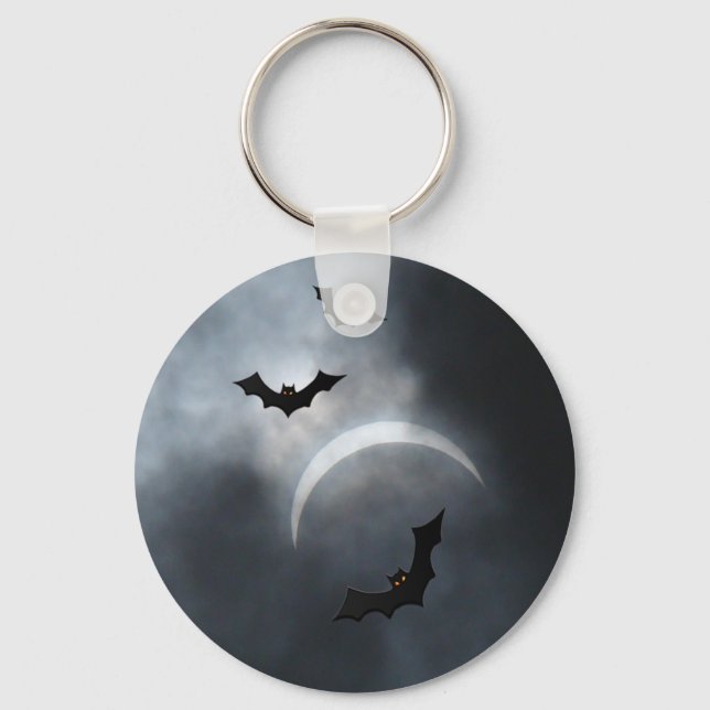 Spooky Halloween-Fladdermöss i Eclipse Nyckelring (Framsida)