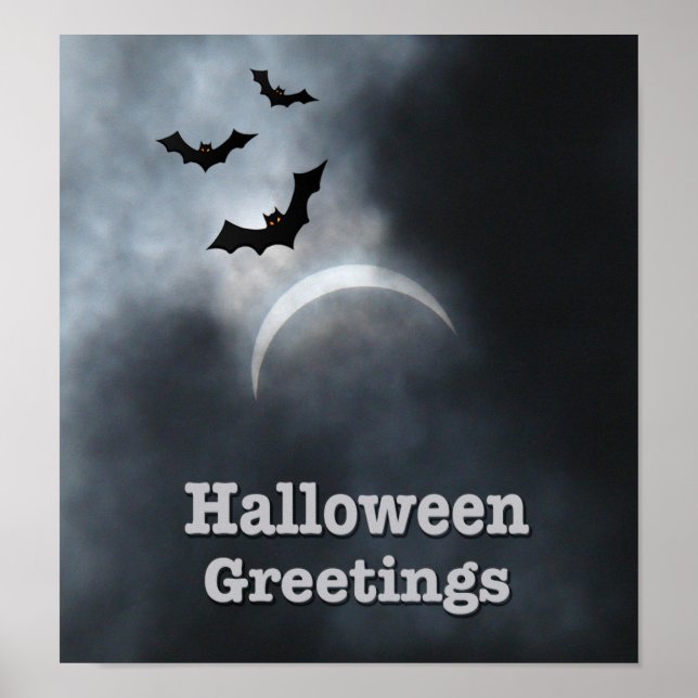 Spooky Halloween-Fladdermöss i Eclipse Poster (Framsidan)