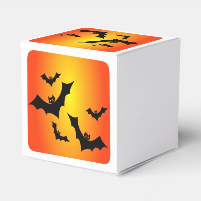 Spooky Halloween Fladdermus Orange Himmel Presentaskar (Baksidan Sidan)