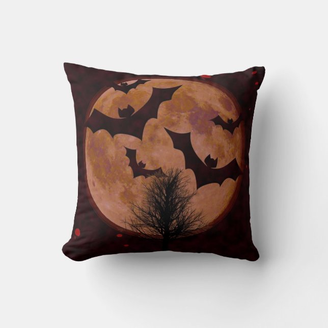 Spooky Halloween Fladdermus Pillow Kudde (Framsida)