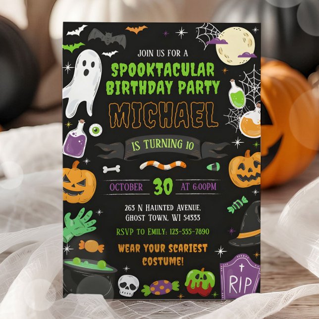 Spooky Halloween Födelsedagsfest inbjudan Kids (Skapare uppladdad)