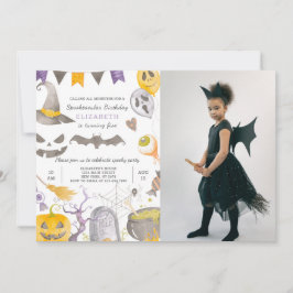 Spooky Halloween-födelsedagsinbjudan med foto Inbjudningar