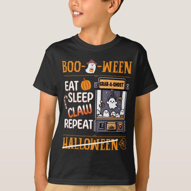 Spooky Halloween för Cute Ghost Eat Ssov Klo Maski T Shirt (Framsida)