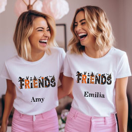 Spooky Halloween Friends Graphical Namn Sweatshirt T Shirt