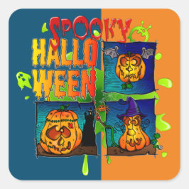 Spooky Halloween Fyrkantigt Klistermärke