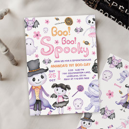 Spooky Halloween Ghost 1:a Birthday Party Inbjudningar