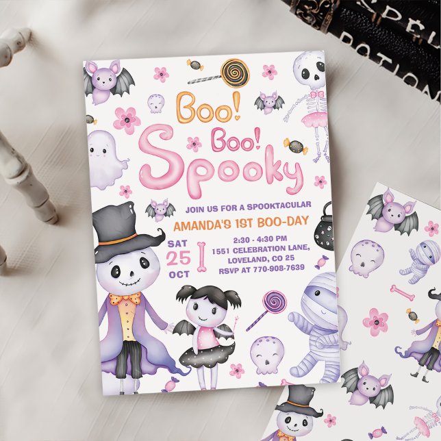 Spooky Halloween Ghost 1:a Birthday Party Inbjudningar (Skapare uppladdad)