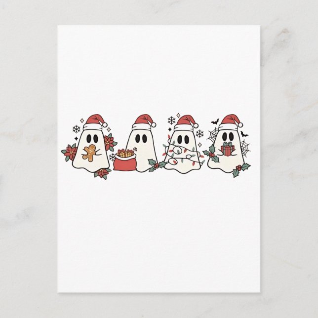 Spooky Halloween Ghost Älskare Inbjudan Vykort (Framsida)