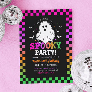 Spooky Halloween Ghost Birthday Retro Inbjudningar
