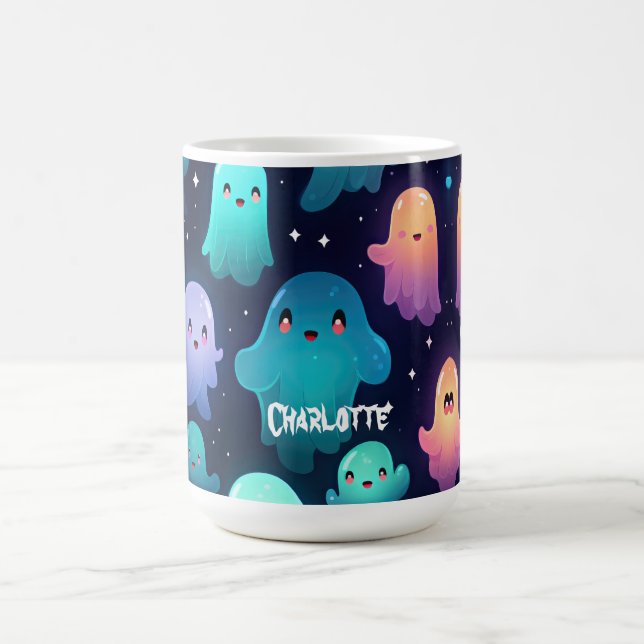 Spooky Halloween Ghost Cute Anpassningsbar Magisk Mugg (Center)