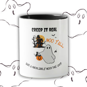 Spooky Halloween Ghost Design Mönster Mugg