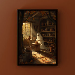 Spooky Halloween Ghost Fall Art för Pottery Älskar Poster