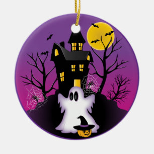 Spooky Halloween Ghost Julgransprydnad Keramik