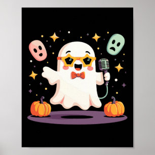 Spooky Halloween Ghost Singer Star med mikrofon Poster