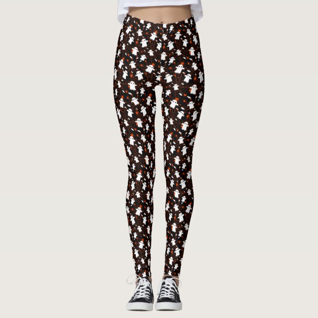 Spooky Halloween Ghost Spiders Candy Leggings (Framsida)