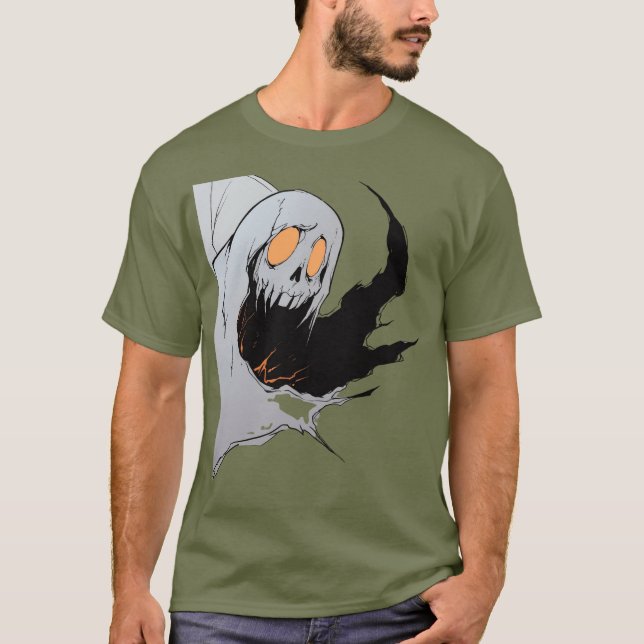 Spooky Halloween Ghost T Shirt (Framsida)