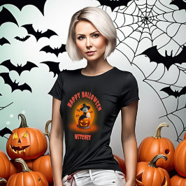 Spooky Halloween Ghost Witch på karved Pumpkin T Shirt