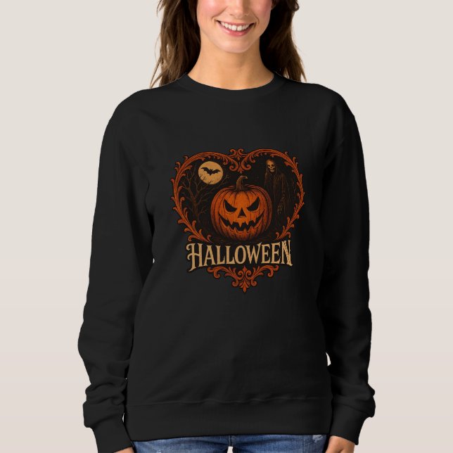 Spooky Halloween Ghost Women's Basic Sweatshirt –  T Shirt (Framsida)