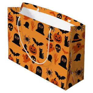 Spooky Halloween Gift Bag - Stor svart & Orange