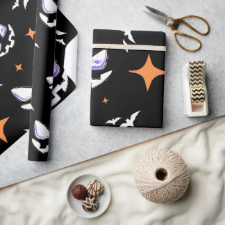 Spooky Halloween Gift Wrap | Vintage Witch & Pumpk Presentpapper