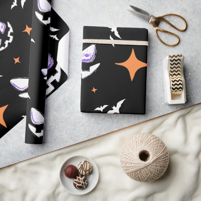 Spooky Halloween Gift Wrap | Vintage Witch & Pumpk Presentpapper (Hantverk)