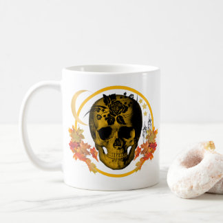 Spooky Halloween golden Skull med svart Ro Kaffemugg