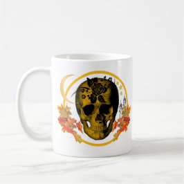 Spooky Halloween golden Skull med svart Ro Kaffemugg