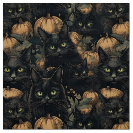 Spooky halloween gothvärgskatt och pumpa tyg