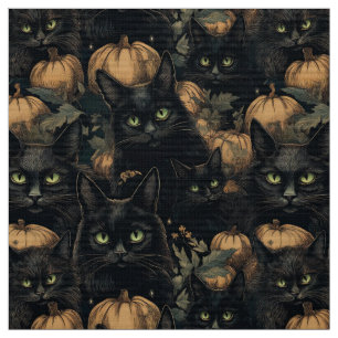 Spooky halloween gothvärgskatt och pumpa tyg