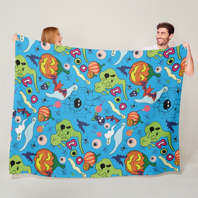 Spooky Halloween-grafiksamling Fleecefilt (På plats)