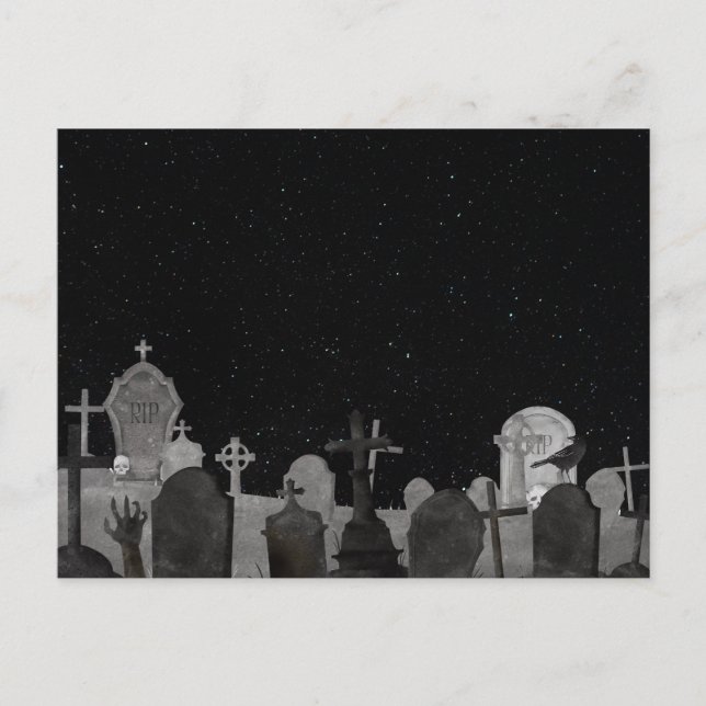 Spooky Halloween Graveyard Background Helg Vykort (Framsida)
