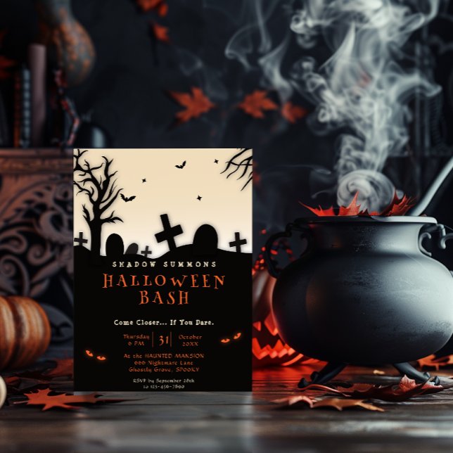 Spooky Halloween Graveyard Silhouette Party Inbjudningar (Skapare uppladdad)