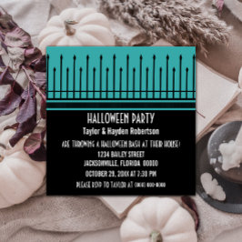 Spooky Halloween Grind Party Inbjudan, turkos Inbjudningar