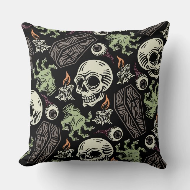 Spooky Halloween grunge Skull-design Kudde (Framsida)