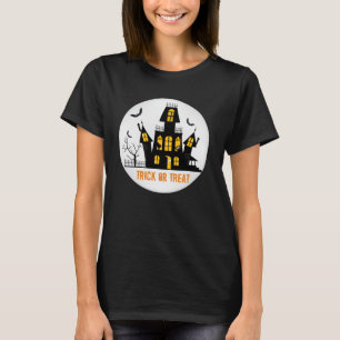 Spooky Halloween Haunted House Bus eller godis T Shirt
