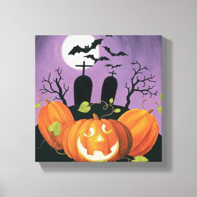 Spooky Halloween Haunted House Canvastryck (Framsida)